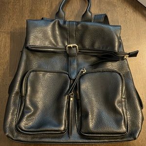 Leather Backpack Purse for Women Fashion Casual Handbag with Multi Pockets/Flap